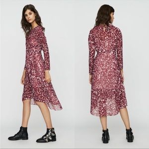 Maje red and white long sleeve dress